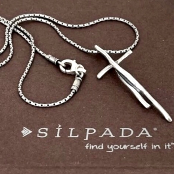 Silpada Vintage RARE Sterling Silver Twisted Cross Necklace - Picture 10 of 10